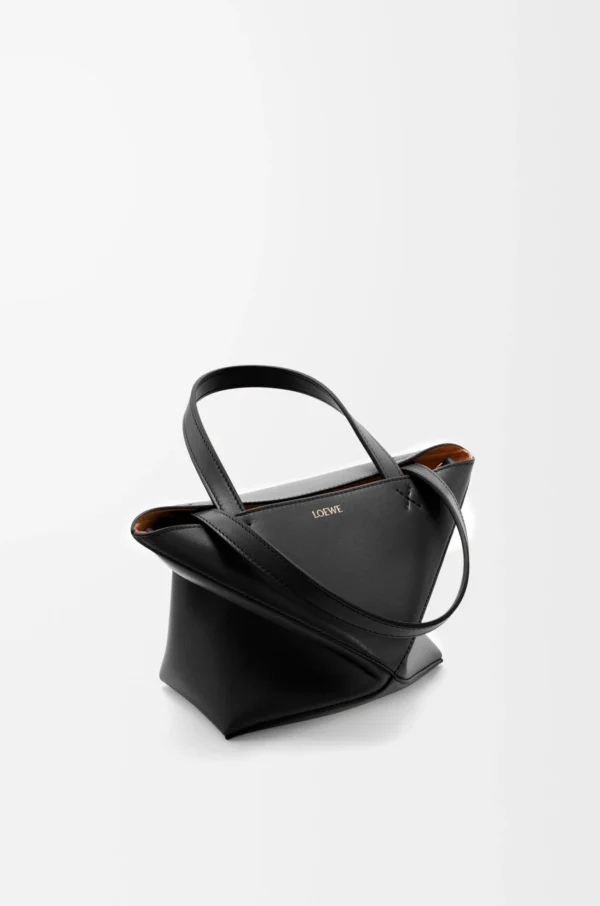 Mini Puzzle Fold tote in shiny calfskin