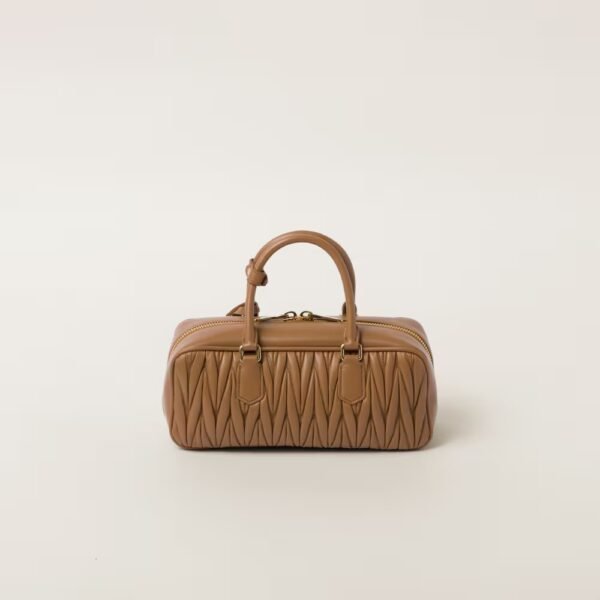 Arcadie Matelassé Large Soft Lamb Leather Handbag caramel color