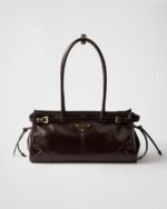 Prada Bonnie Medium Leather Handbag Dark brown