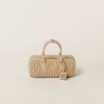 Arcadie Matelassé Large Soft Lamb Leather Handbag Sandy yellow