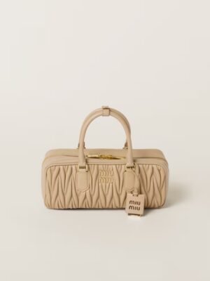 Arcadie Matelassé Large Soft Lamb Leather Handbag Sandy yellow