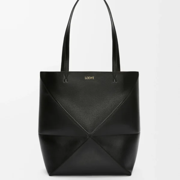Medium Puzzle Fold tote in shiny calfskin