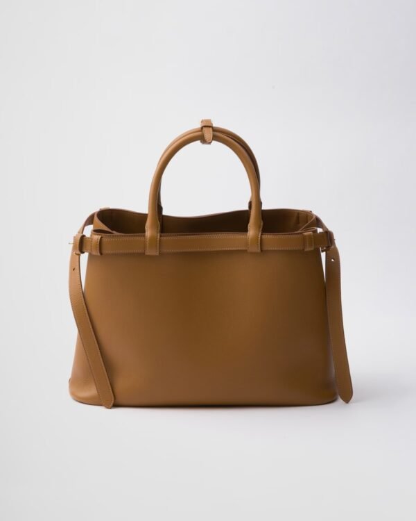 Prada Buckle Medium Leather Double-Belted Handbag