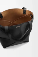 Mini Puzzle Fold tote in shiny calfskin