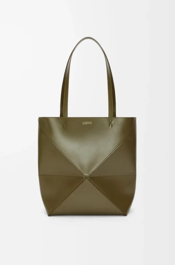Medium Puzzle Fold tote in shiny calfskin