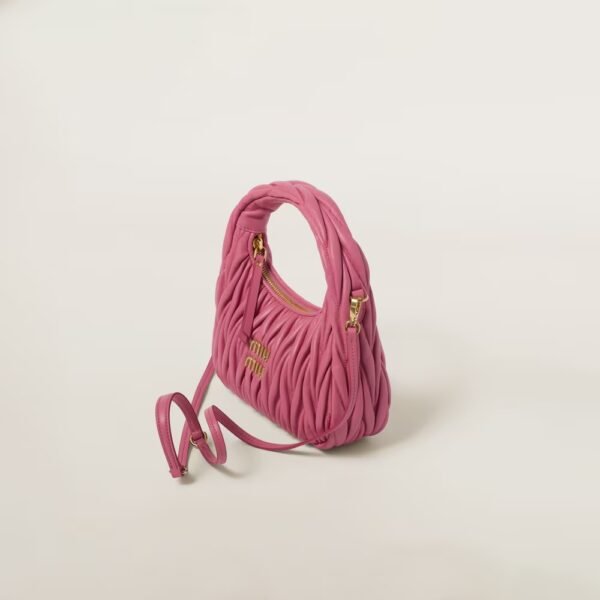 Wander Matelassé Soft Lamb Nappa Small Crescent Moon Bag Peach Blossom Pink