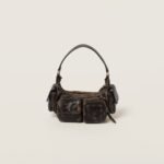 Soft Lamb Nappa Pocket Handbag Coffee Brown