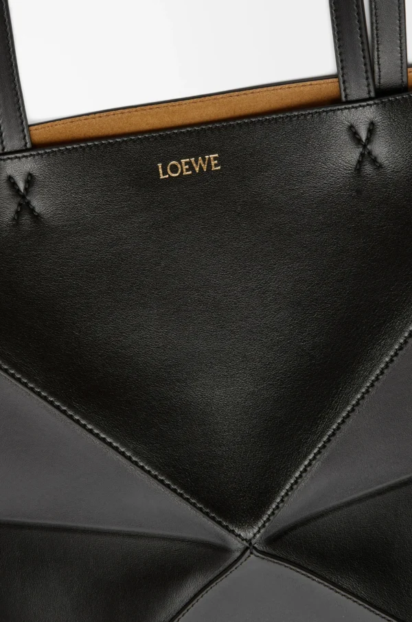 Medium Puzzle Fold tote in shiny calfskin