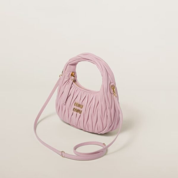 Wander Matelassé Soft Lamb Nappa Small Crescent Moon Bag Snow Pink