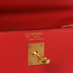 Chevre Chandra Bi-Color Horseshoe Kelly Sellier 25 Rouge De Coeur Etoupe