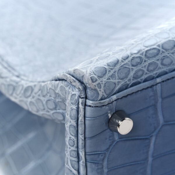 Matte Porosus Crocodile Kelly 35 Bleu Brighton