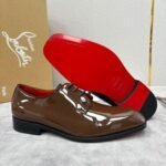 Men's Red Bottom Leather Loafers Slip-On Formal Dress Shoes