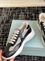 Prada Navy Blue Patent Leather Mesh America's Cup Low-Top Sneakers