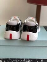 Prada Navy Blue Patent Leather Mesh America's Cup Low-Top Sneakers