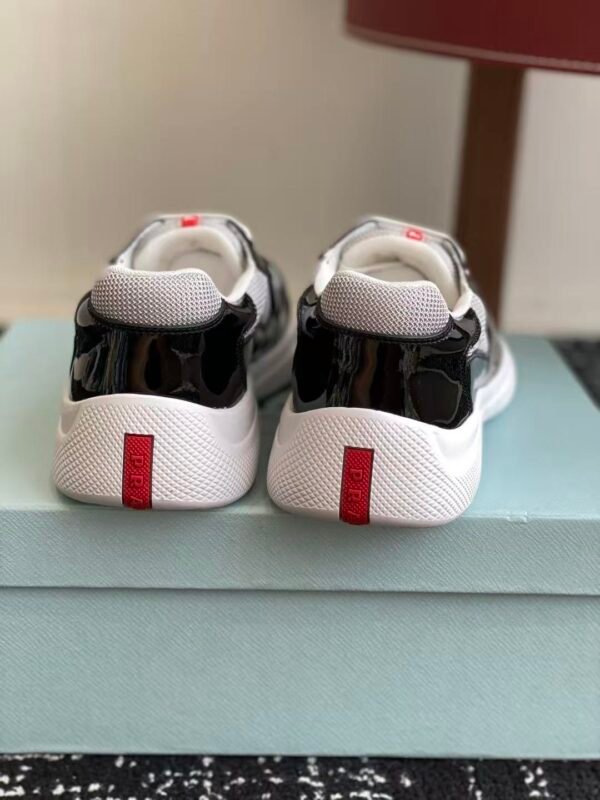 Prada Navy Blue Patent Leather Mesh America's Cup Low-Top Sneakers