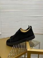 Men's Luxury Midnight Navy Suede Low-Top Sneakers | Designer Red Sole Casual Shoes