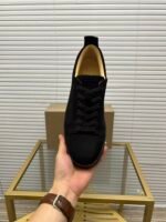Men's Luxury Midnight Navy Suede Low-Top Sneakers | Designer Red Sole Casual Shoes