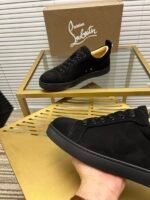 Men's Luxury Midnight Navy Suede Low-Top Sneakers | Designer Red Sole Casual Shoes