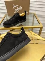 Men's Luxury Midnight Navy Suede Low-Top Sneakers | Designer Red Sole Casual Shoes