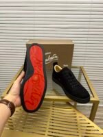 Men's Luxury Midnight Navy Suede Low-Top Sneakers | Designer Red Sole Casual Shoes