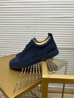 Men's Luxury Midnight Navy Suede Low-Top Sneakers | Designer Red Sole Casual Shoes