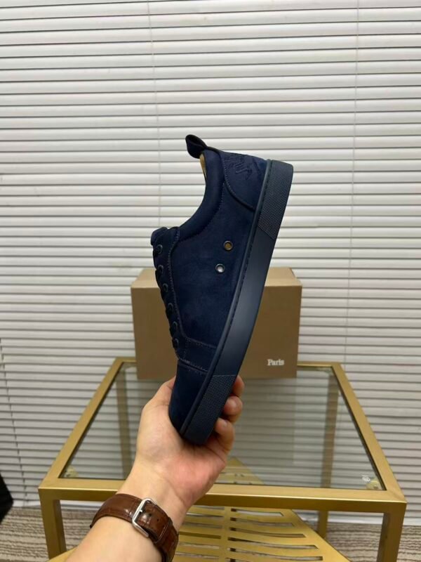Men's Luxury Midnight Navy Suede Low-Top Sneakers | Designer Red Sole Casual Shoes
