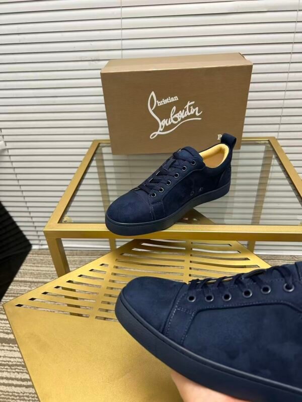 Men's Luxury Midnight Navy Suede Low-Top Sneakers | Designer Red Sole Casual Shoes