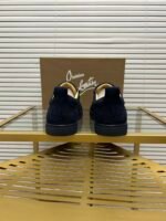 Men's Luxury Midnight Navy Suede Low-Top Sneakers | Designer Red Sole Casual Shoes