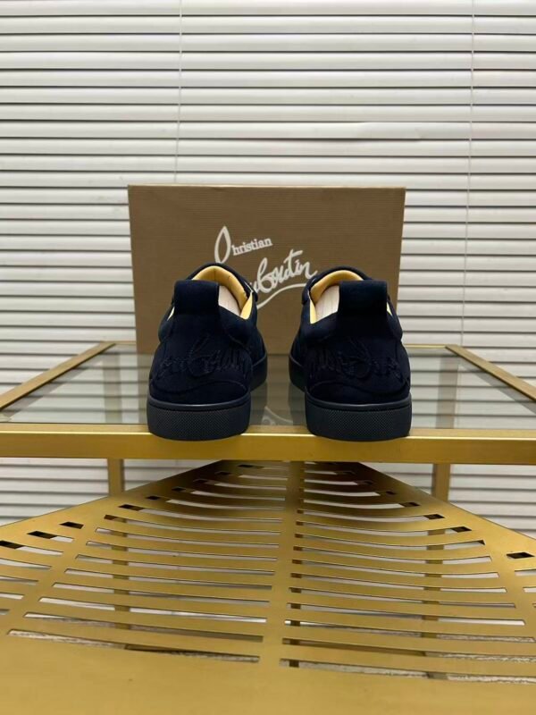 Men's Luxury Midnight Navy Suede Low-Top Sneakers | Designer Red Sole Casual Shoes