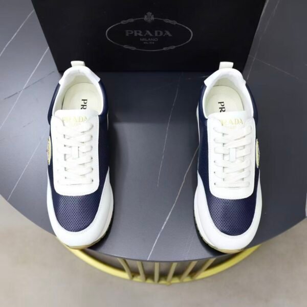 Men's Luxury Navy White Leather Board Shoes – Retro Low Top Gum Sole Sneakers