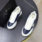 Men's Luxury Navy White Leather Board Shoes – Retro Low Top Gum Sole Sneakers