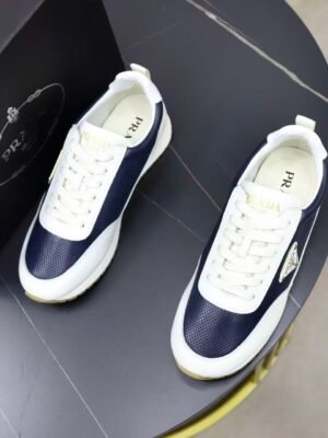Men's Luxury Navy White Leather Board Shoes – Retro Low Top Gum Sole Sneakers