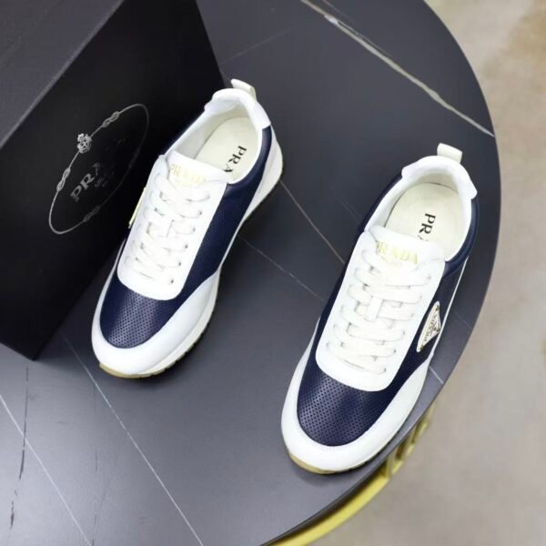 Men's Luxury Navy White Leather Board Shoes – Retro Low Top Gum Sole Sneakers