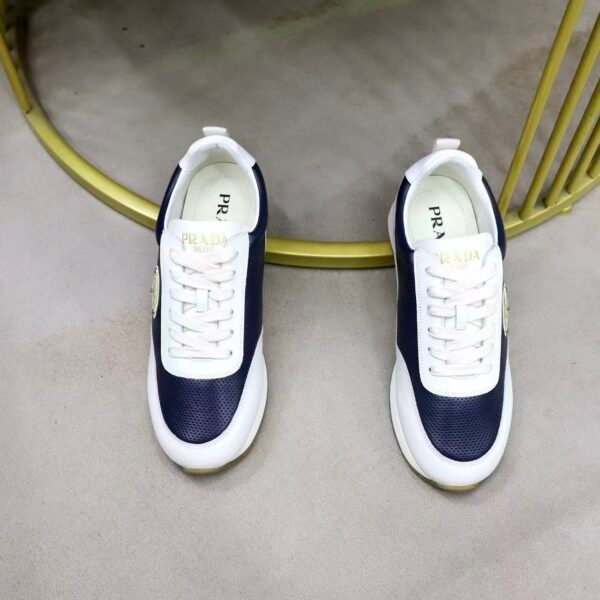Men's Luxury Navy White Leather Board Shoes – Retro Low Top Gum Sole Sneakers