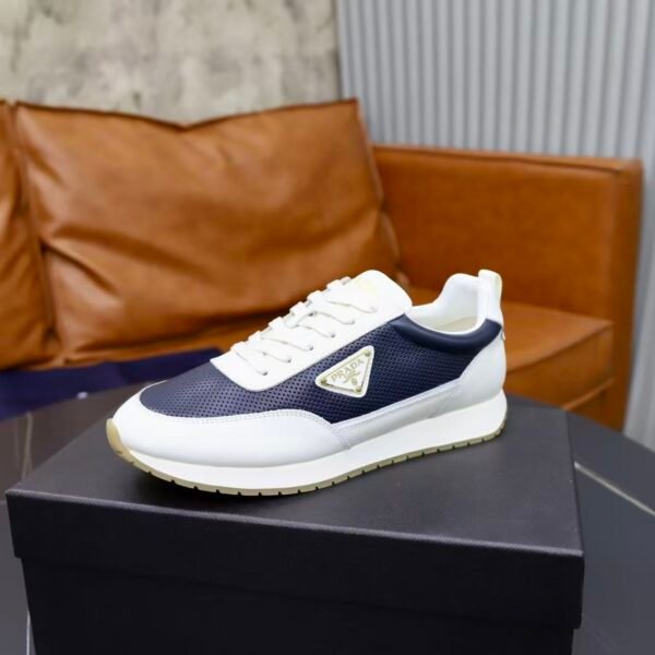 Men's Luxury Navy White Leather Board Shoes – Retro Low Top Gum Sole Sneakers