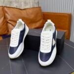 Men's Luxury Navy White Leather Board Shoes – Retro Low Top Gum Sole Sneakers