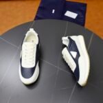 Men's Luxury Navy White Leather Board Shoes – Retro Low Top Gum Sole Sneakers