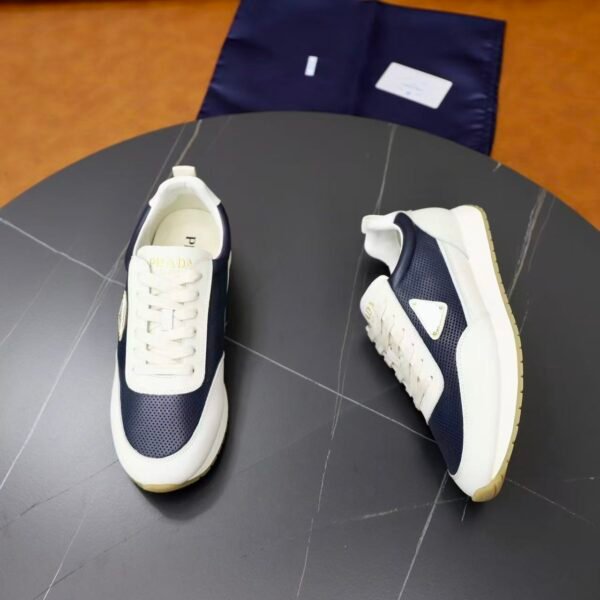 Men's Luxury Navy White Leather Board Shoes – Retro Low Top Gum Sole Sneakers