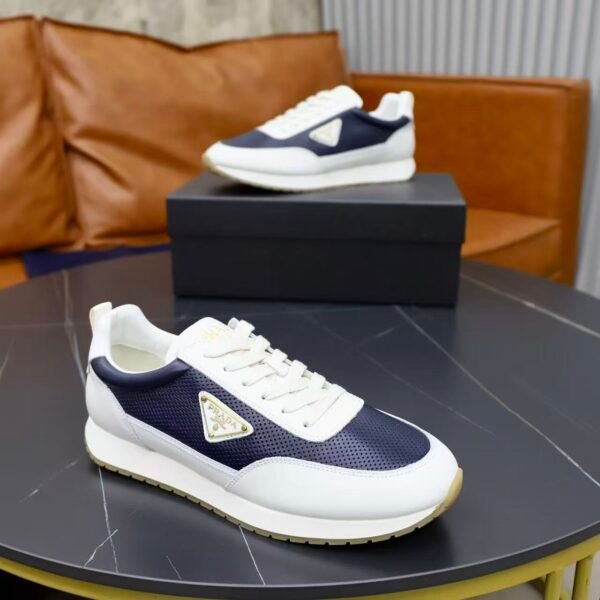 Men's Luxury Navy White Leather Board Shoes – Retro Low Top Gum Sole Sneakers