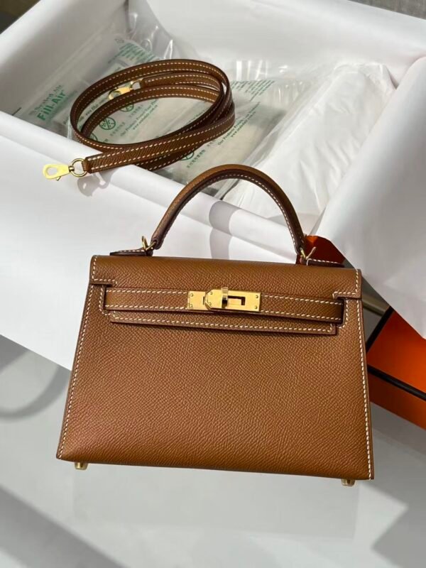 Mini Genuine Leather Top-Handle Crossbody Bag – Classic Brown Vintage Micro Handbag for Women