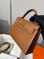 Mini Genuine Leather Top-Handle Crossbody Bag – Classic Brown Vintage Micro Handbag for Women