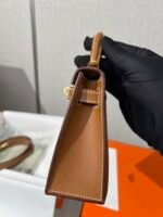 Mini Genuine Leather Top-Handle Crossbody Bag – Classic Brown Vintage Micro Handbag for Women