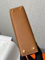 Mini Genuine Leather Top-Handle Crossbody Bag – Classic Brown Vintage Micro Handbag for Women