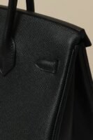 Classic Black Leather Top-Handle Tote Bag 25cm – Elegant Women's Handbag with Gold Lock & Key