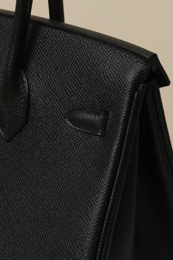 Classic Black Leather Top-Handle Tote Bag 25cm – Elegant Women's Handbag with Gold Lock & Key