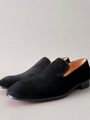 Christian Louboutin Black Suede Venetian Loafers – Minimalist Classic Slip-On