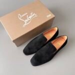 Christian Louboutin Black Suede Venetian Loafers – Minimalist Classic Slip-On