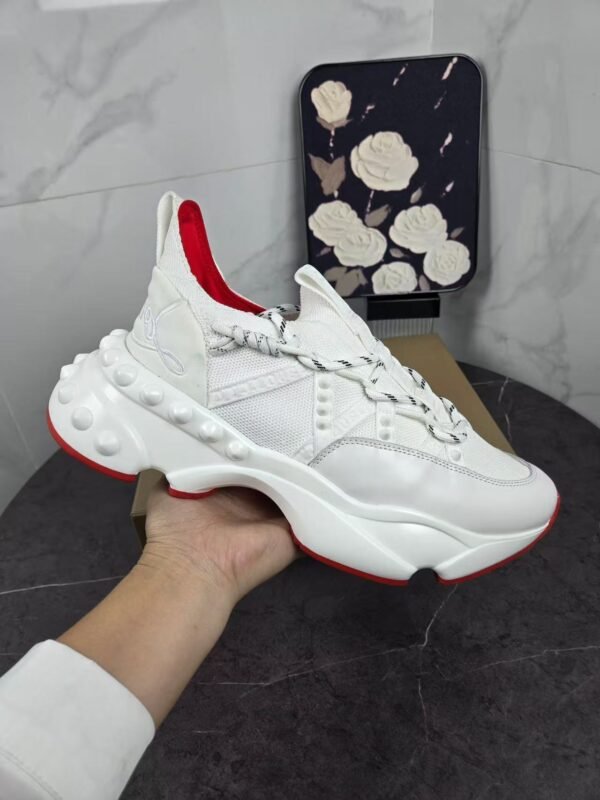 Unisex Designer Red Bottom Chunky Sneakers - Breathable Lycra Mesh Running Shoes, Non-Slip Cushion Platform Walking Sneakers for Men Women