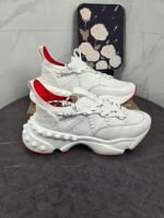 Unisex Designer Red Bottom Chunky Sneakers - Breathable Lycra Mesh Running Shoes, Non-Slip Cushion Platform Walking Sneakers for Men Women