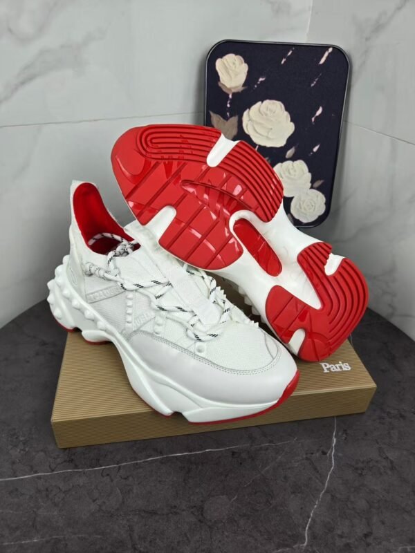 Unisex Designer Red Bottom Chunky Sneakers - Breathable Lycra Mesh Running Shoes, Non-Slip Cushion Platform Walking Sneakers for Men Women